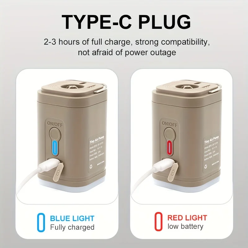 Electric Air Pump Portable Wireless Air Compressor Portable Pocket Air Pump with Camping Lantern USB Rechargeable