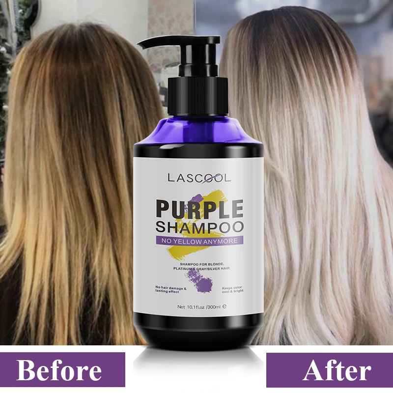 Blond brightening purple silver shampoo no yellow purple hair shampoo private label oem no yellow purple shampoo for blonde hair