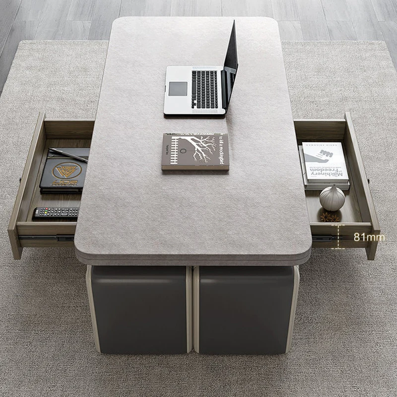 Multifunctional square coffee table dining table dual purpose Nordic style living room household folding lift coffee table