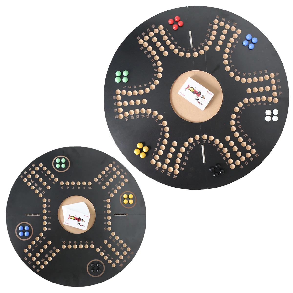 Foldable Original Marble Board Game Strategy Competitive 2-6 Player Fast Track Wooden with 6 Colors 24 Marbles 6 Dice Game Set