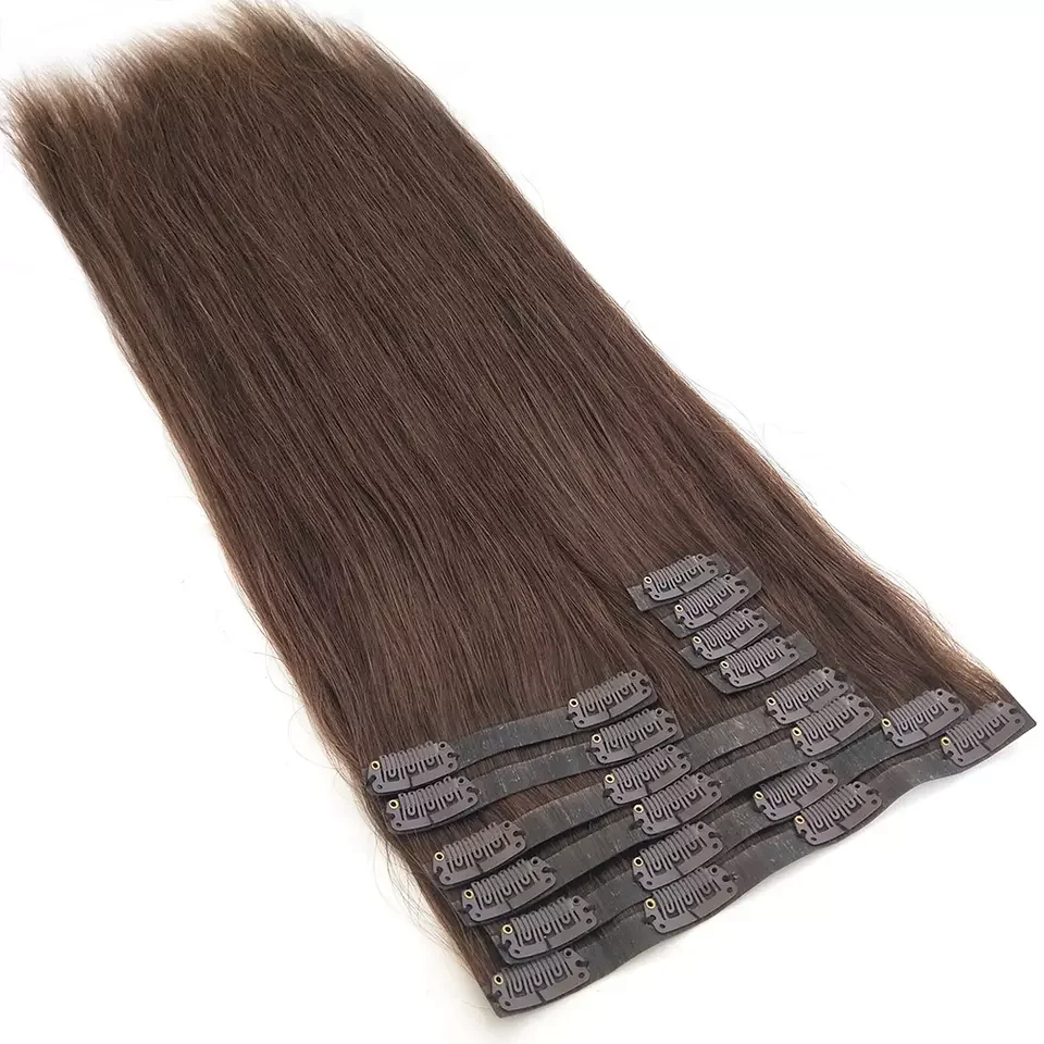 100% Human Remy Hair PU Clip ins Wholesale Invisible Seamless Clip On Hair Extension Human Hair