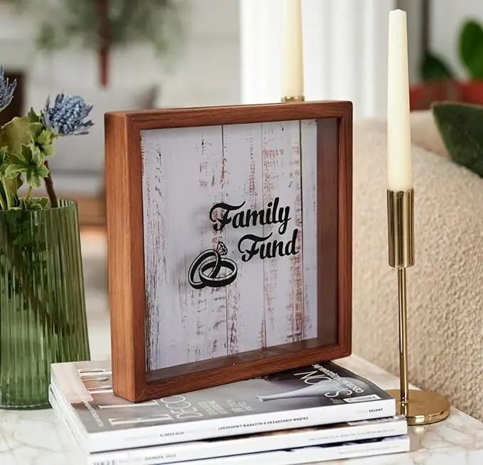 Hot New Oak Money Piggy Bank Dark Brown Home Kids Cash Box Export to all parts of the world