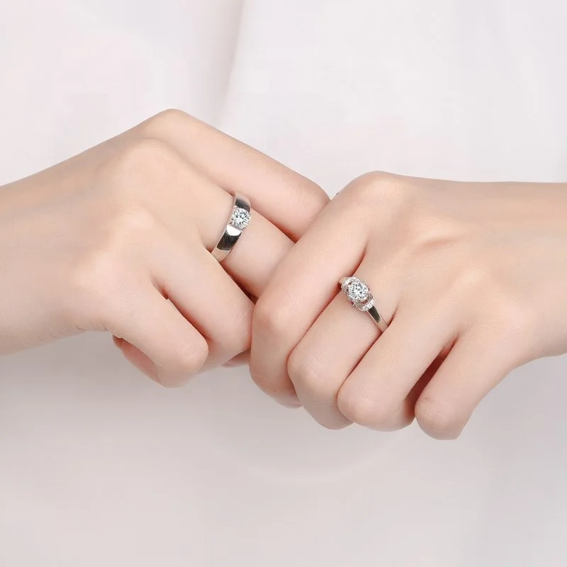 Custom latest design value jewelry women wedding promise couple diamond 925 sterling silver ring set mens rings