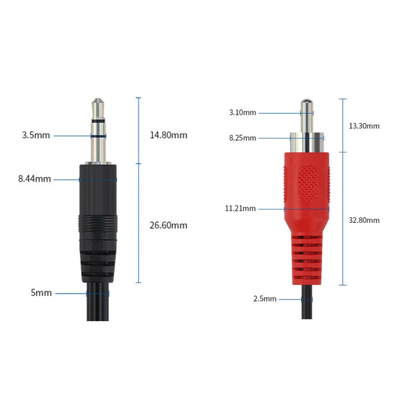 3.5mm Male Stereo Audio Cable to 2 RCA Aux Cable Double Shielded Male to Male 1.2m
