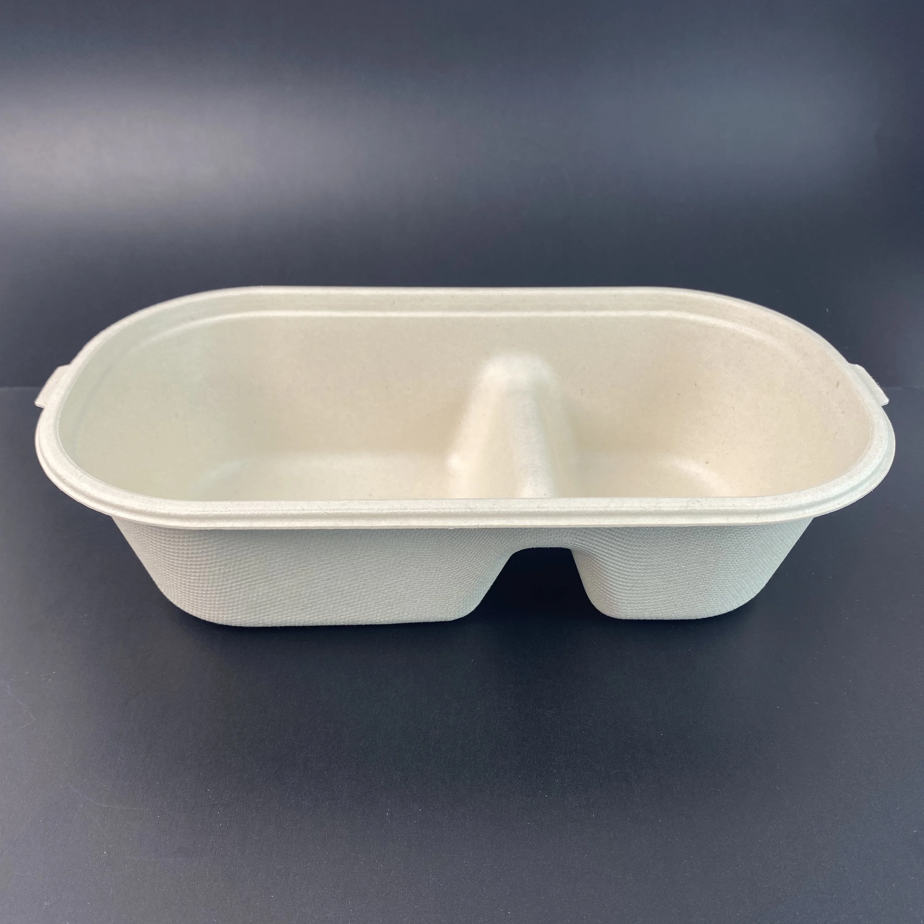customizable 2 compartment salad Bowl  with lid Disposable and compostable dinnerware sets Biodegradable food packaging bagasse