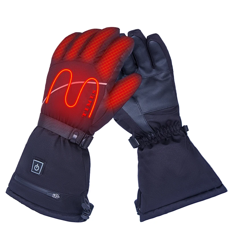 Custom Women Battery Heated Gloves Waterproof Windproof Adults Winter Snowboard Snow Heated Ski Gloves