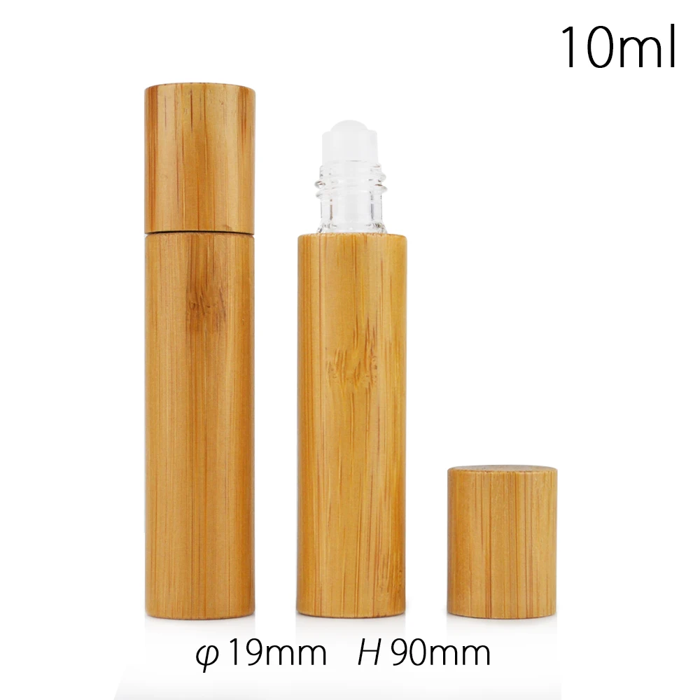 Экологичная деревянная бамбуковая бутылка-ролик с эфирным маслом и металлическим шариком с гравировкой, 5 мл, 10 мл, 15 мл