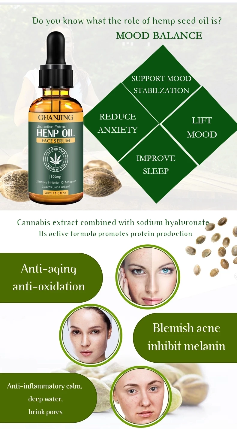 
Private Label Natural Organic Hemp Seed Herbal Extract Facial Essential Oil Pure Cbd Hemp Oil 30Ml 