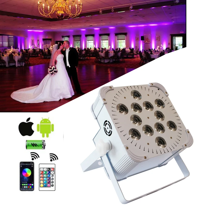 4Pcs X 1 Carton 12X18W Battery Led Par Light Dmx Wireless Remote 6in1 Wedding Party Stage Light Effect