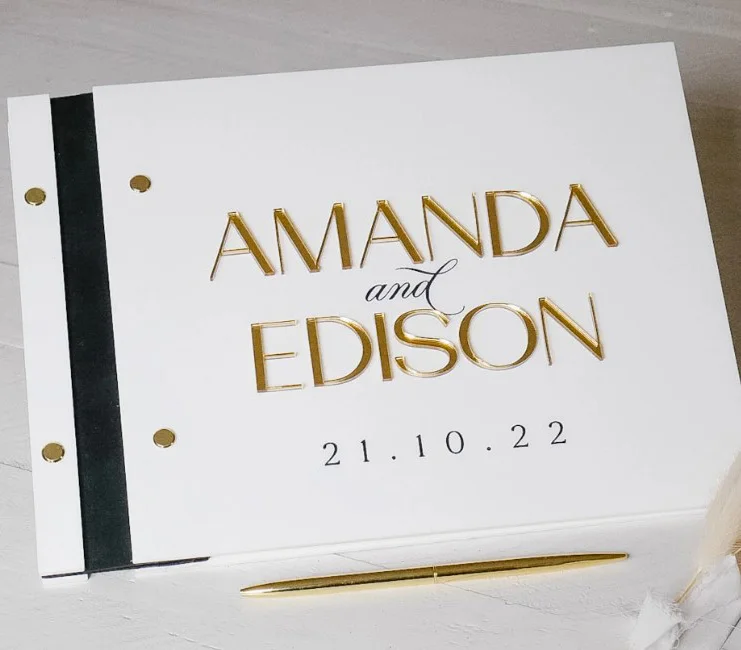 Personalised Wedding Acrylic Guest Book Cover With 3D Lettering