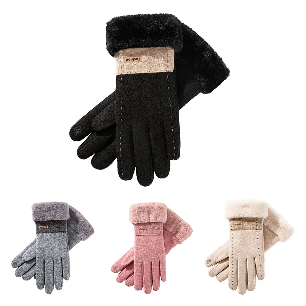 Winter Warm Cashmere Gloves Proof Wind Waterproof Lady Gloves Wholesale  Warm Thick Gloves