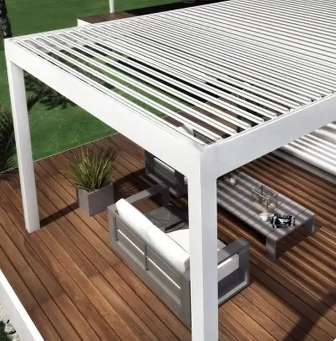 Garden Free Standing Waterproof Motorized Aluminio Louver Pavilion Gazebo Ultraviolet-proof Custom Bioclimatic Aluminium Pergola