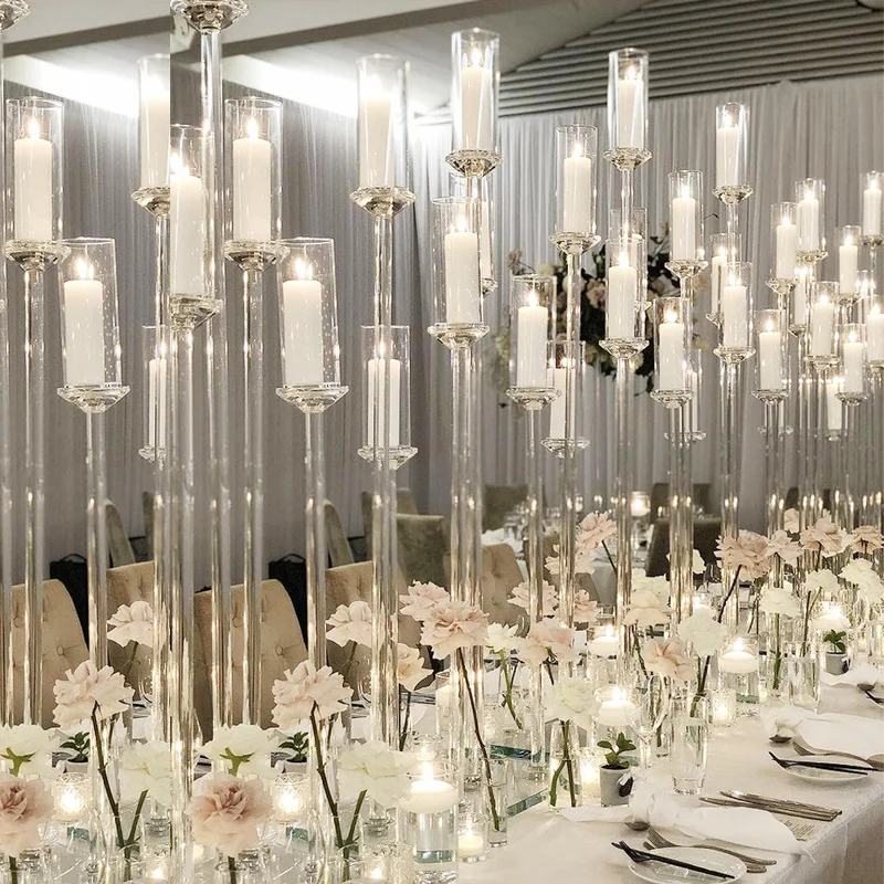 Прозрачный хрустальный свадебный канделябр элегантный акриловый подсвечник с 5 ручками