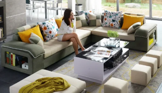 Modern Living Room Furniture Modern Fabric Sofa Simple Living Room Furniture Leather Sofa L-shaped Variable Sofa