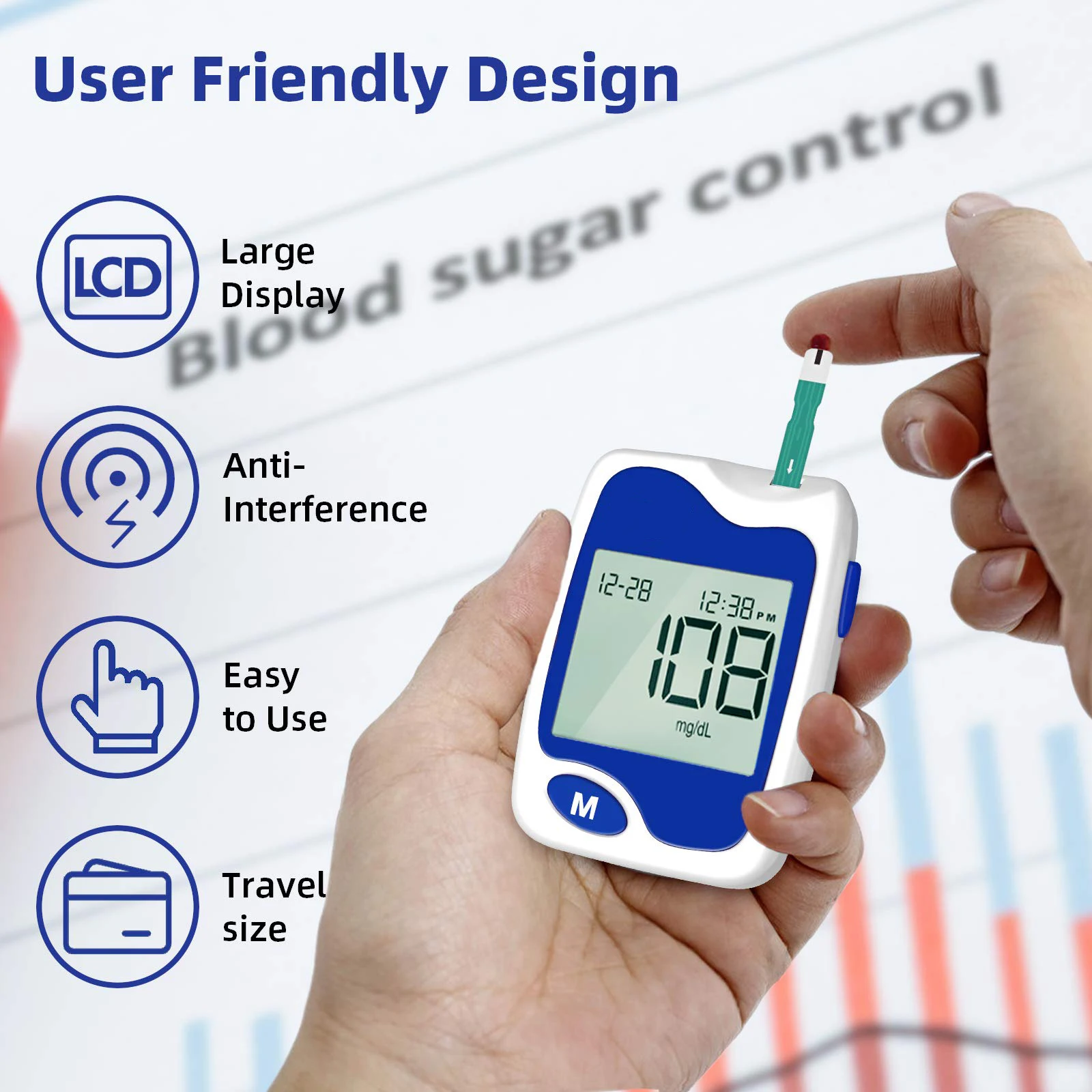 Fast Test Blood Glucose Monitor Kit Glucometer Test Strips Sugar Monitor For Diabetes