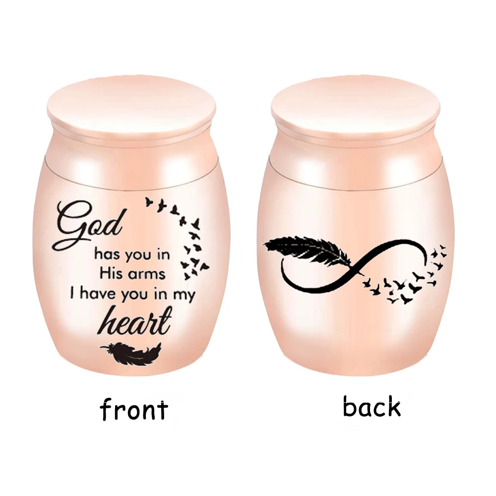 Mini Cremation Urn Double Sided Engraving Pattern Memorial Pet Human Ashes Stainless Steel Funeral Casket Cat Dog Keepsake Urns