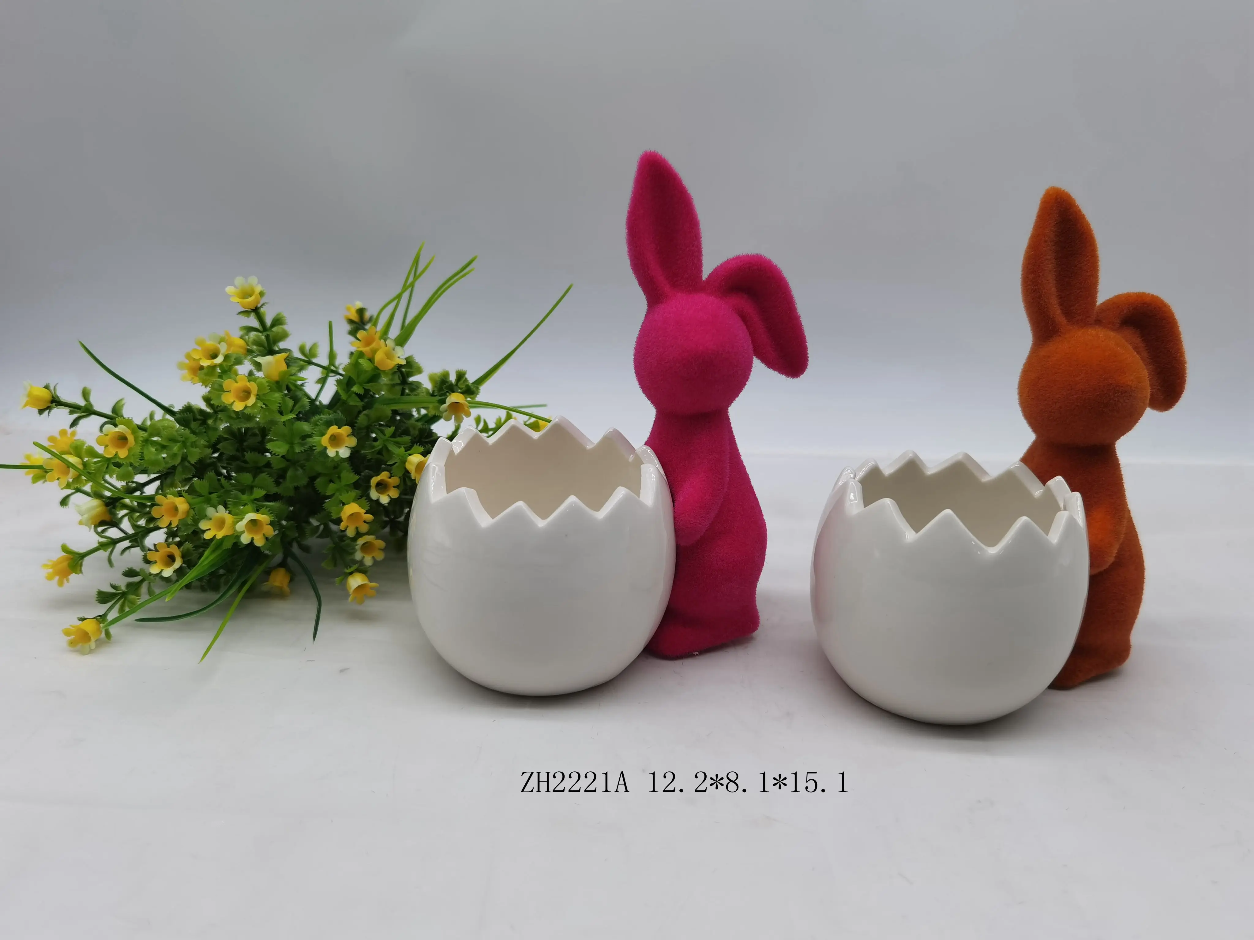 Wholesale Fun Creative Easter Bunny Eggshell plant pot for Halloween Christmas Tabletop ceramic pots flower pot covers