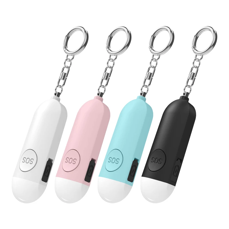 Measured130db sound Loud Alarm Siren Led lights Emergency Sos Security Self Defense Alarm Keychain Personal Alarm For Women