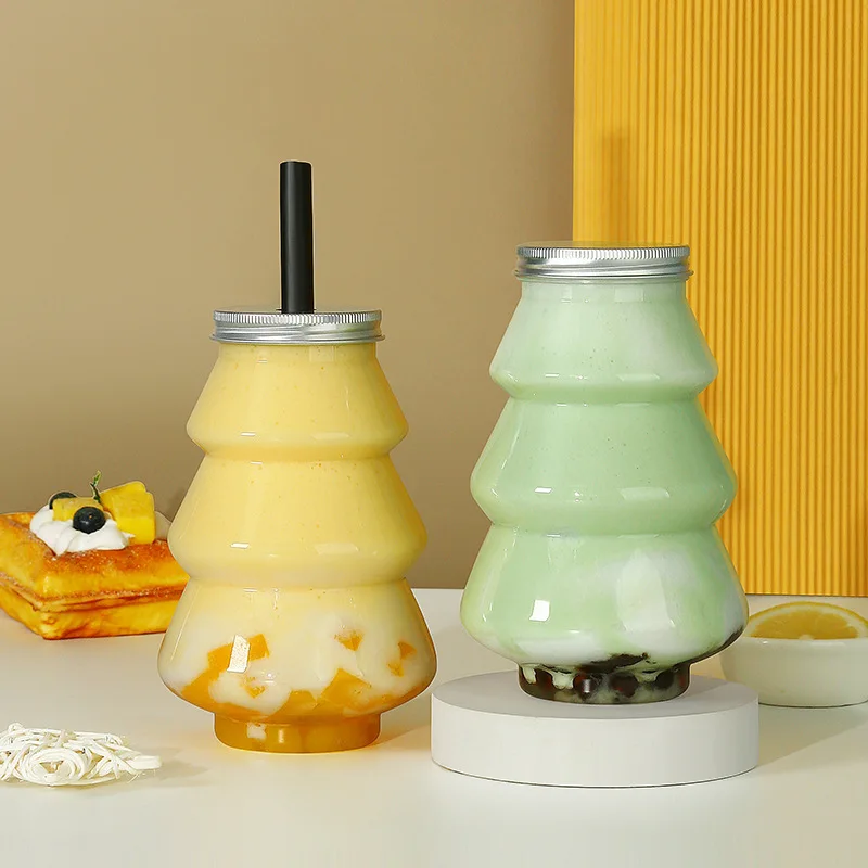 Popular Christmas Tree 500ml Disposable Thickened Plastic Packaging Food Grade PET Bottles For Juice Drinks