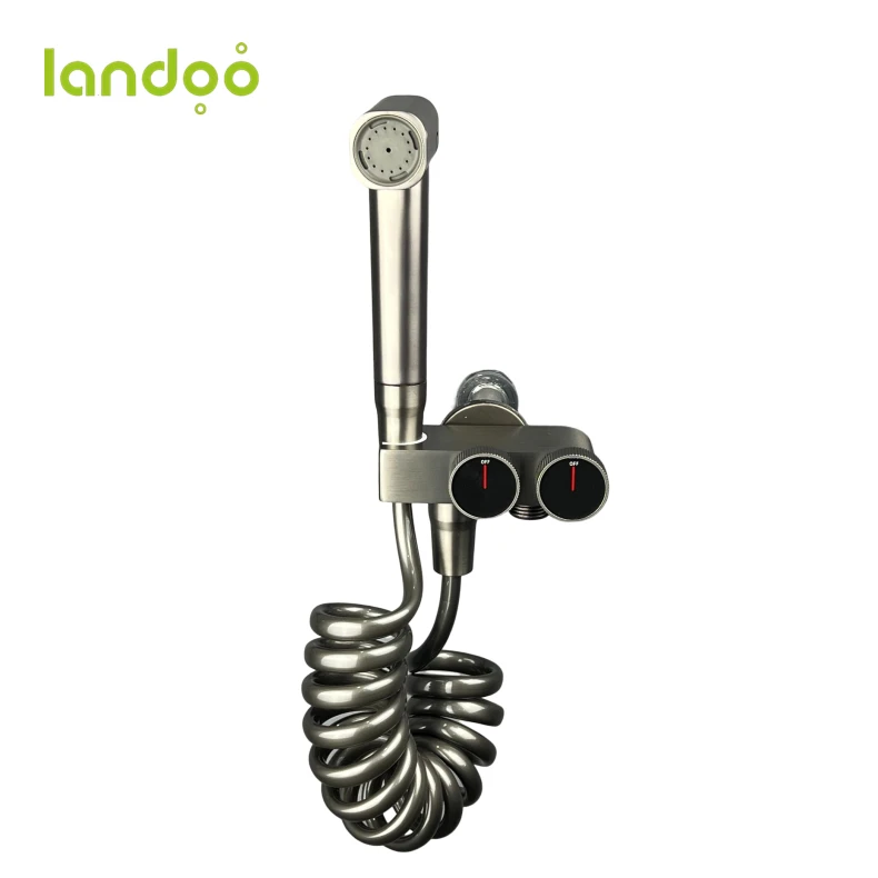 Landoo Shattaf Set Bathroom Gun Gray Portable Handheld Bidet Sprayer For Toilet