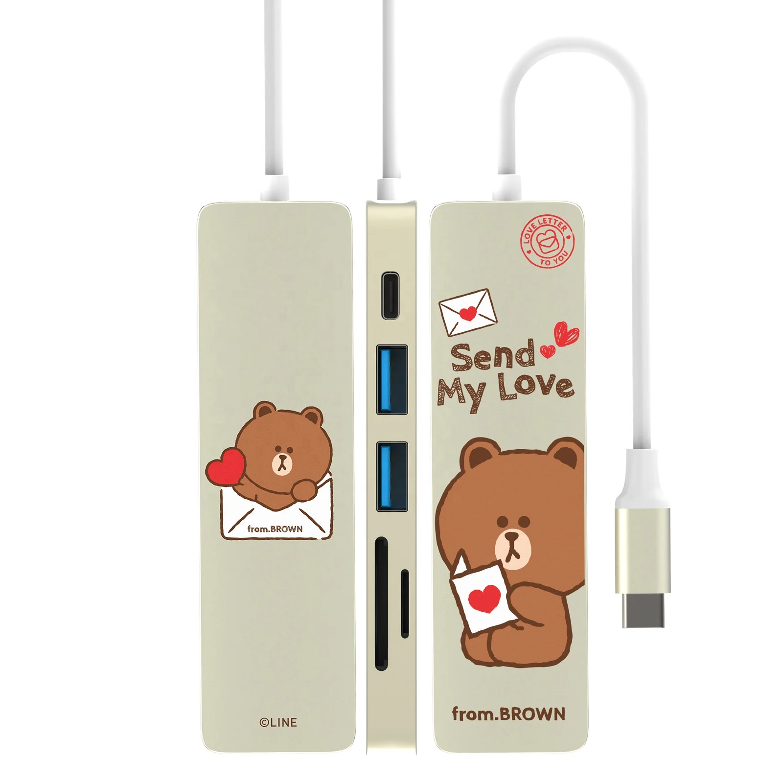 LINEFRIENDS docking station TYPE-C extender notebook universal six-in-one split-line card reader converter