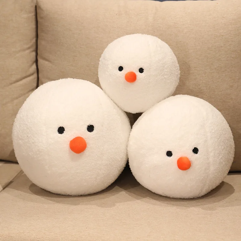 New White Snowball Doll Snowman Throw Pillow Snowman Plush Toy Pendant Cartoon Christmas Gift Soft Throw Pillow Sofa Cushion
