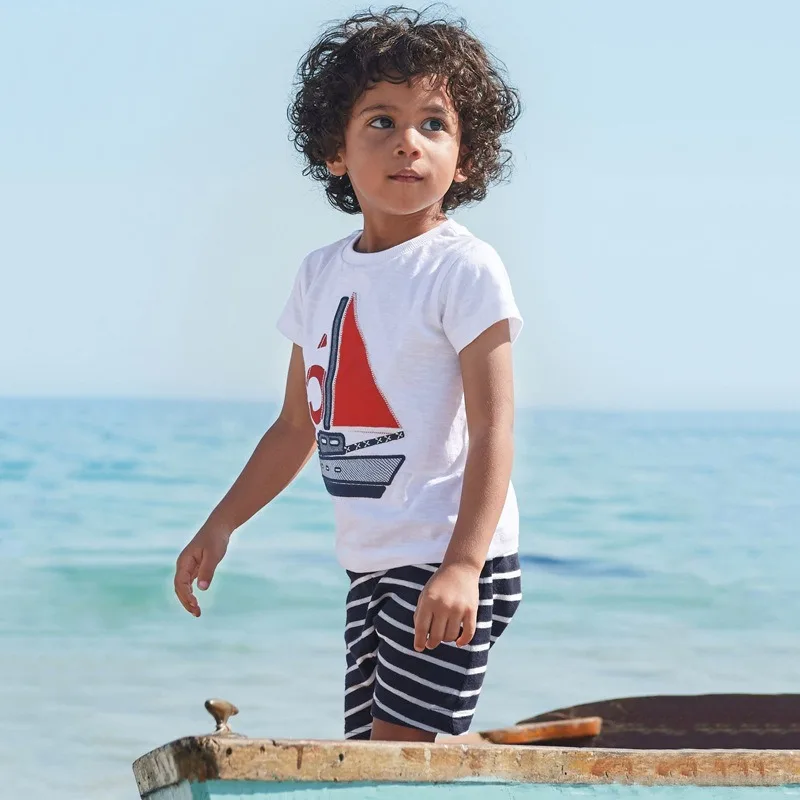 Summer new boys short-sleeved T-shirt striped shorts 2 piece sets cotton fabric knitted baby clothing manufacturers