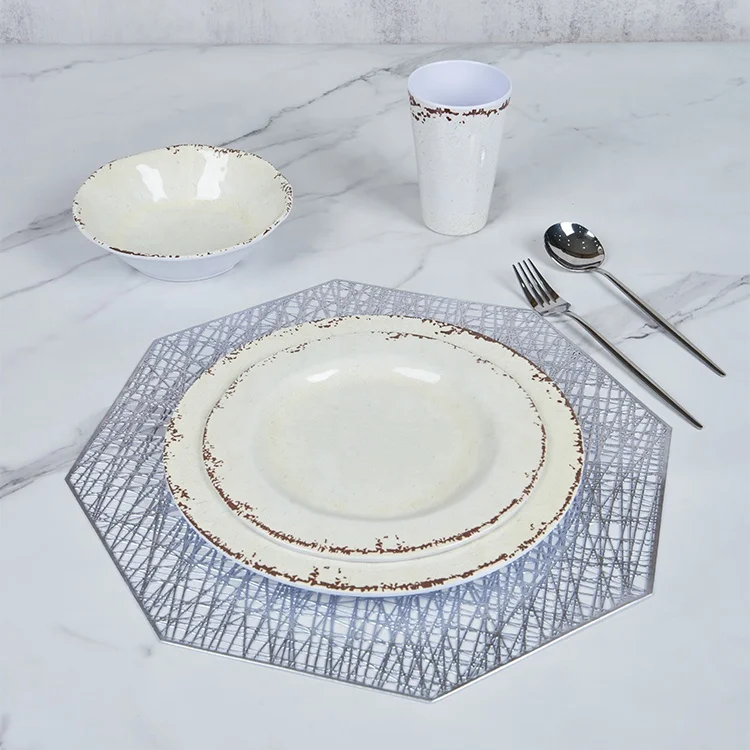 Summer Round 100% Melamine Dinnerware Set White Plate Tableware