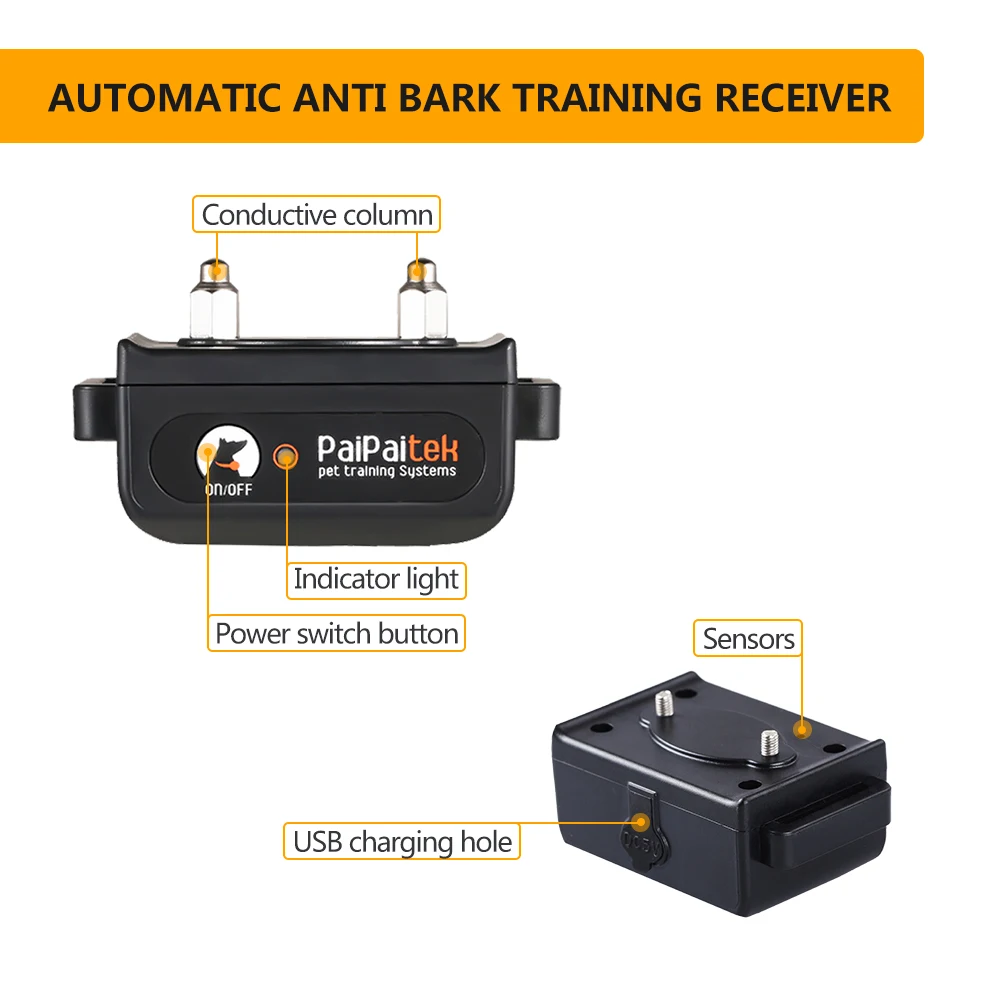 Best Selling Voice Activated USB Rechargeable Electronic Dog E-Shock Collar Remote Dog Training Collar For 3 Dogs