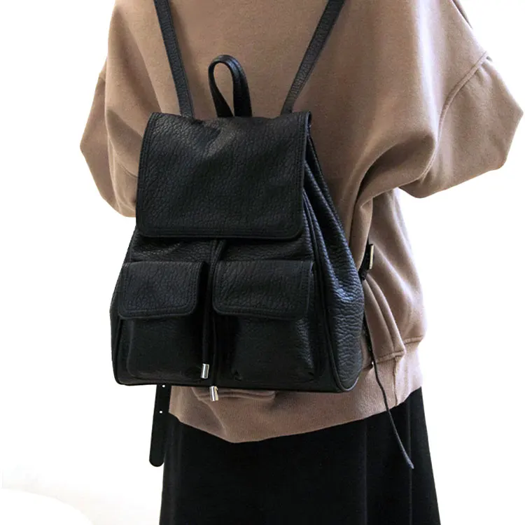 Leather Bag Travel Drawstring Designer Women Luxury Girls Ladies Biodegradable Faux Pebble Pvc Pu Durable Fashionable Backpack