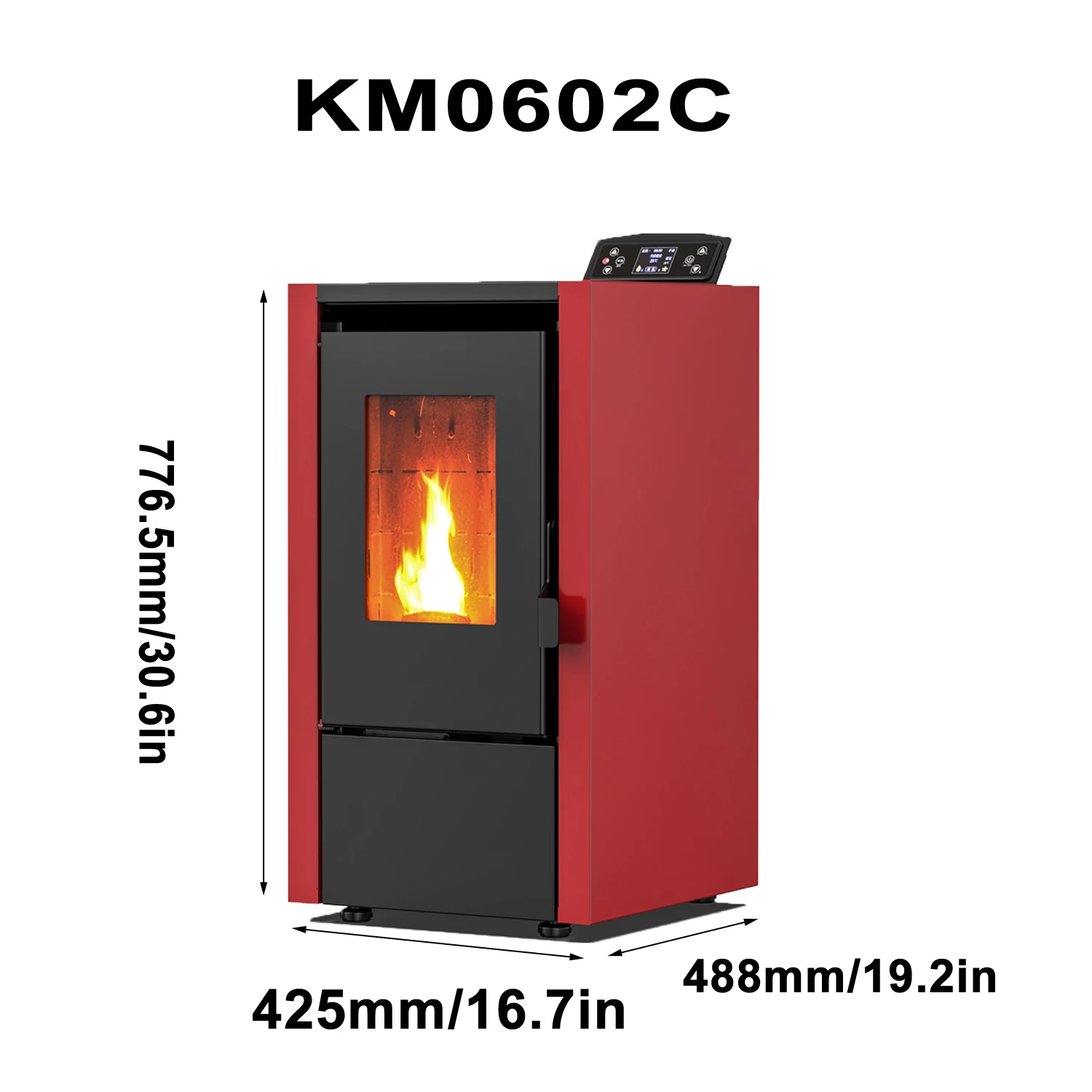 KM0602C CE certification 6.3KW Automatic Feeding Smokeless Electric Small Wood Pellet Stoves Fireplace With Remote Control