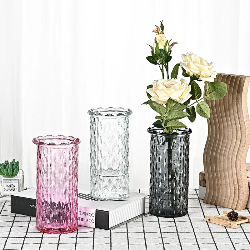 Colorful transparent vase modern Nordic luxury living room home decoration ornaments flower arrangement Clear glass vase