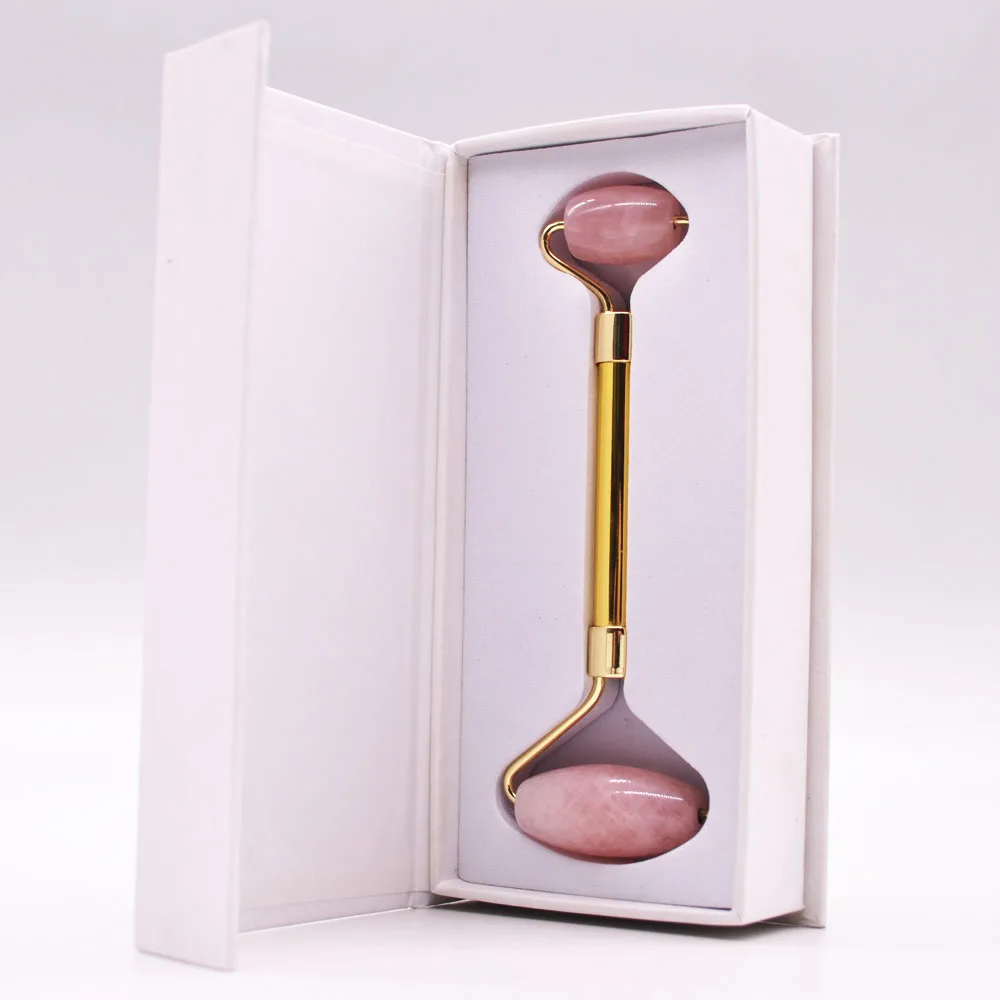 Original  Anti Aging Jade Roller Therapy 100% Natural Double Neck Healing Massager De-puffing Jade Facial Roller with Gift Box