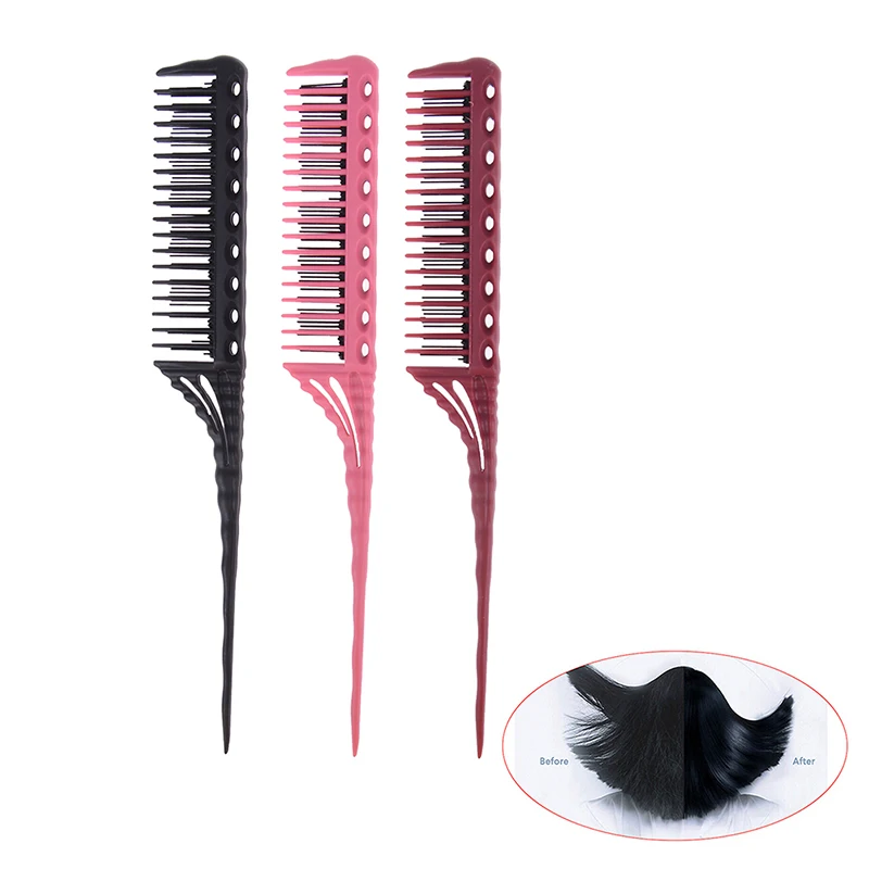 3 Color Teeth Teasing Comb Detangling Brush Tail Comb Hairdressing Combs for Salon Use