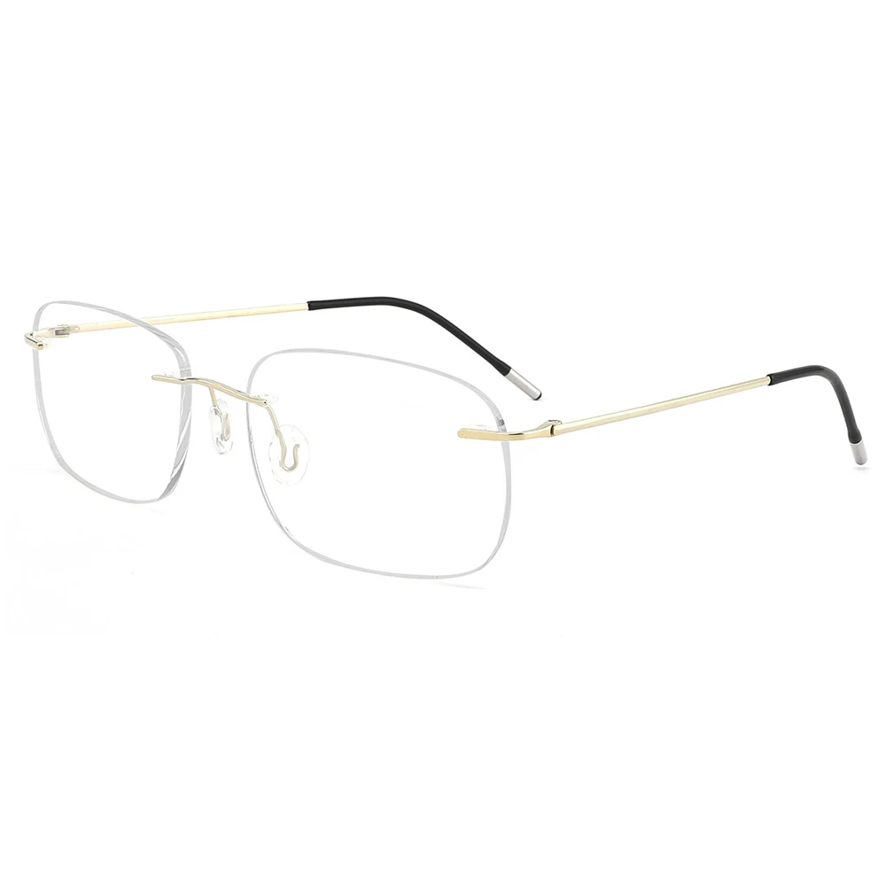 DM6441 Oversized Men Women Weight Light Thin Temple Rimless Pure Titanium Eyeglasses Frame Eyewear