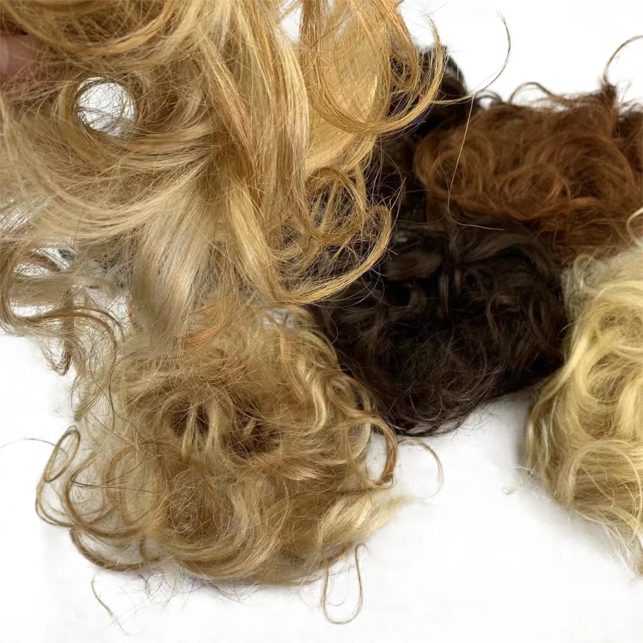 Natural Curly Messy Human Hair Pieces Elastic Chignon Updo Cover Hairpiece Extension Human Hair Bun