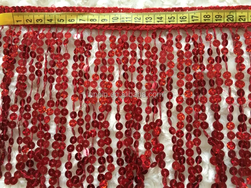 6 Inches 10 Yards Sequin Chain Trimming Long Sequin Fringe For Selling