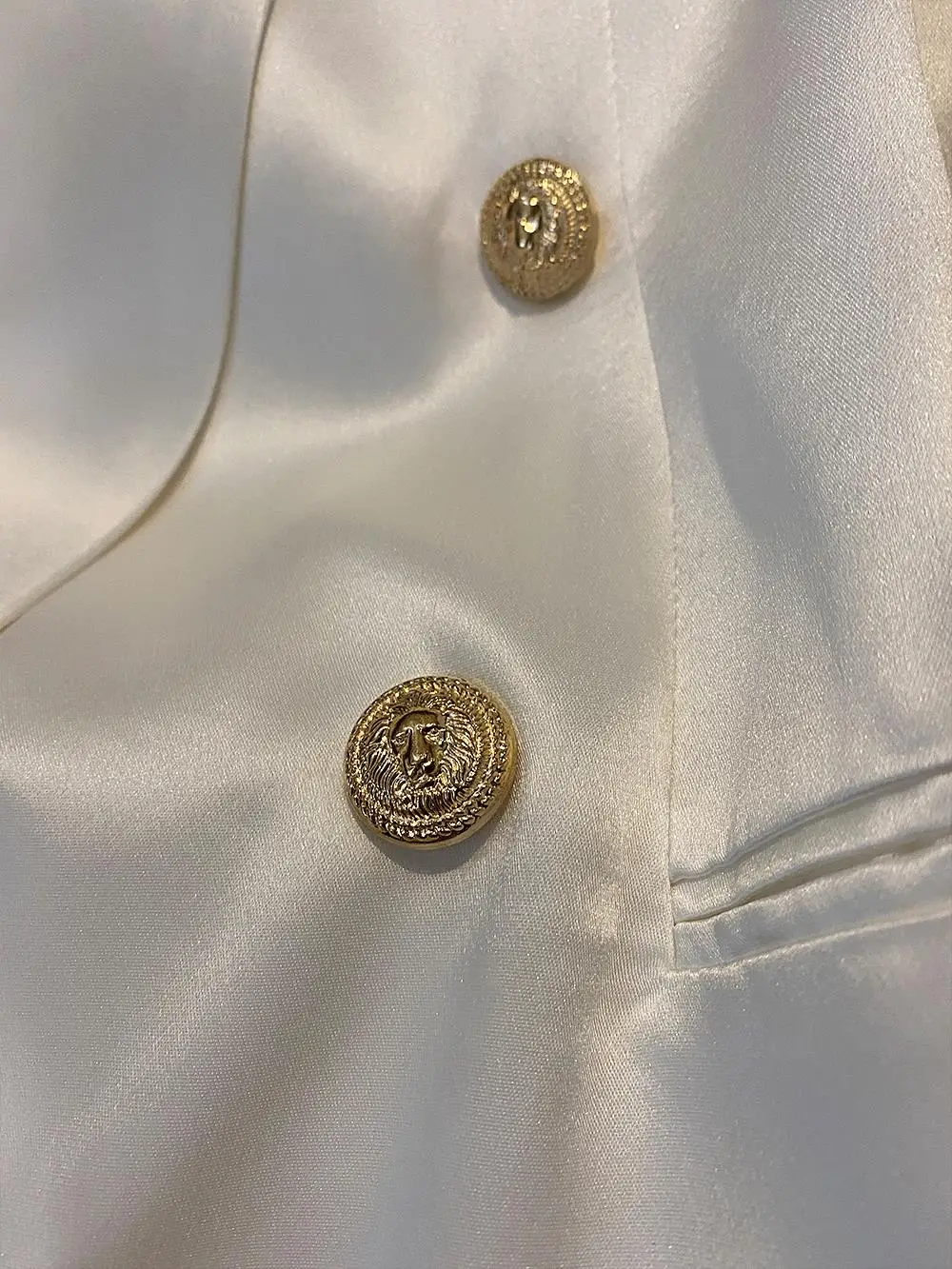 Elegant Satin Cloth Double-breasted Long Sleeve Shawl Collar Office Lady High Quality Blazer