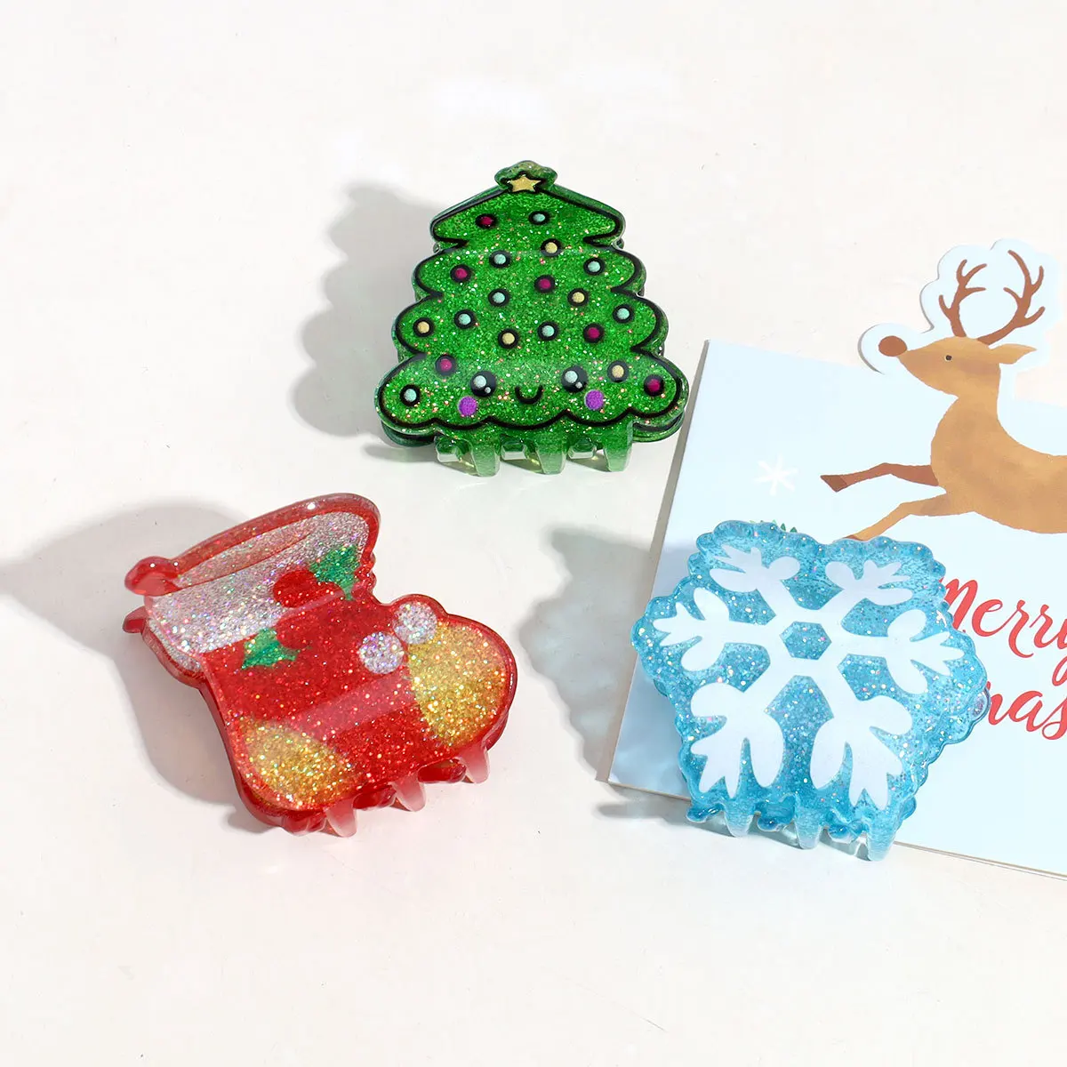 Classic Acrylic Hair Claw Clip New Santa Claus Christmas Hair Accessories Personalities Hair Clips
