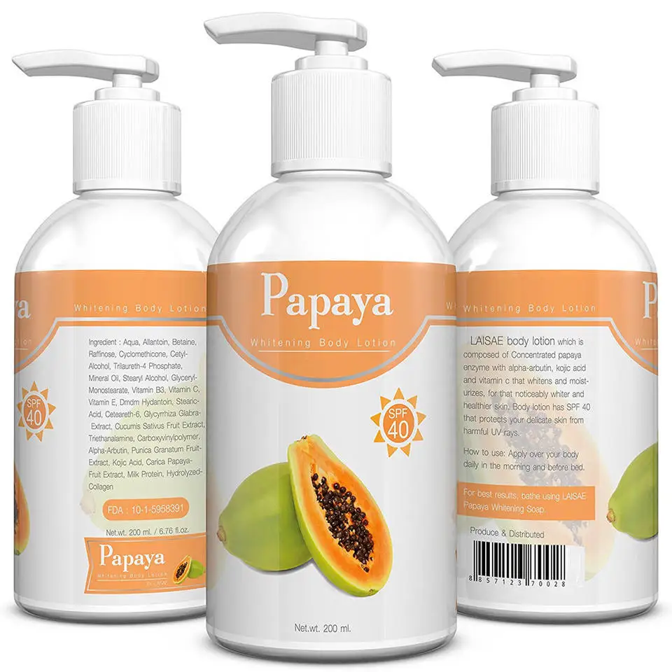 Private Label Vegan Organic Black Skin Whitening Kojic Acid Papaya Body and Face Lotion