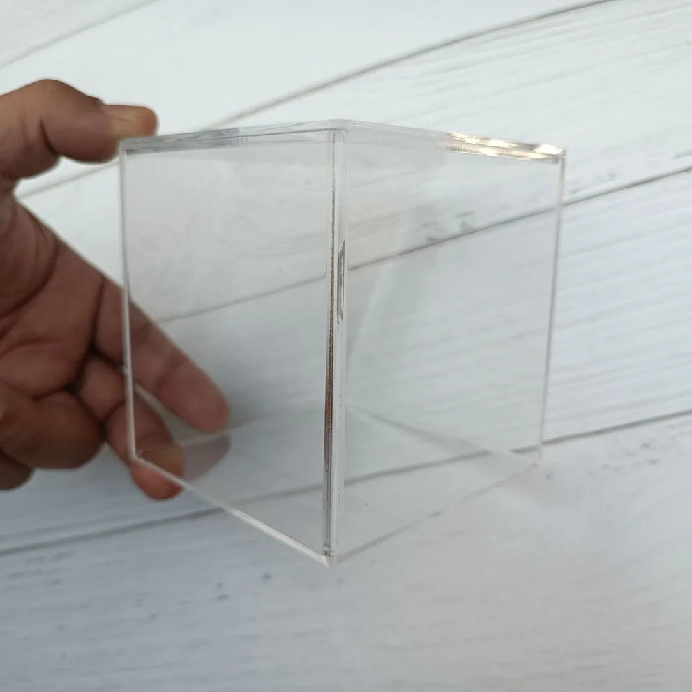Wholesale Custom Logo Travel Portable Transparent Mini Money Envelope Savings Box Clear Organizer Acrylic Candy Storage Cube