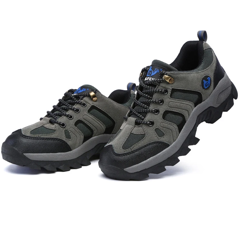 Mens Hiking Shoes Breathable Non-Slip Sneakers Leather Low Cut Boots for Outdoor Trailing Trekking Walking