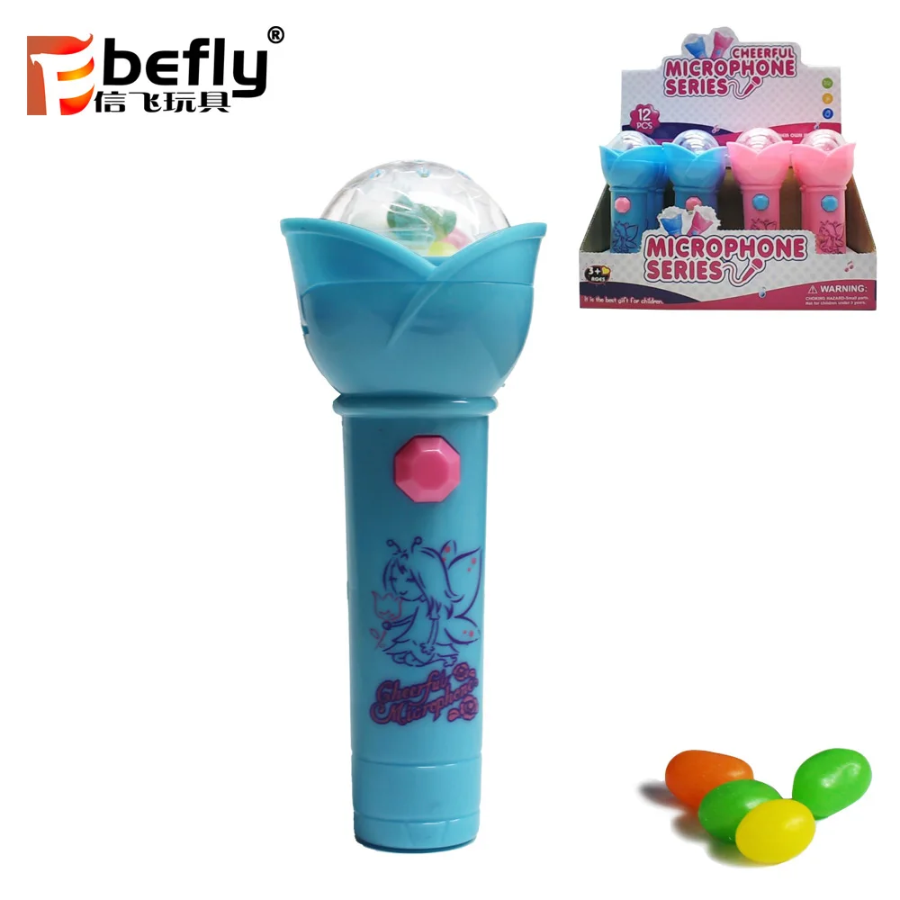 Girls pretend game plastic electric light up sweet microphone toy candy