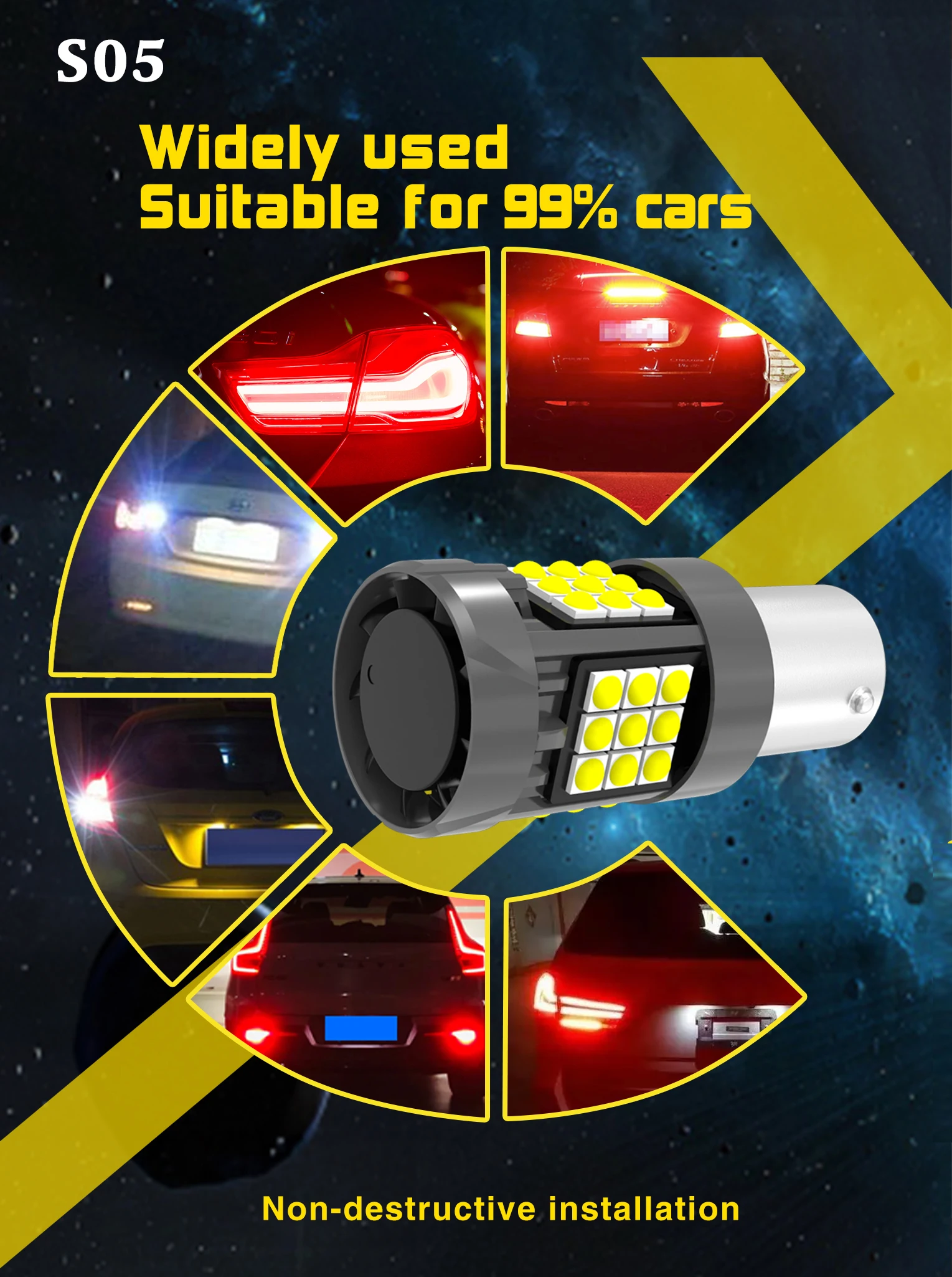 CANBUS Error Free T20 7440NA 7441 W21W WY21W S25 1156 Blinker Replacement White Amber Turn Signal Lights 7443 7440 LED Bulbs