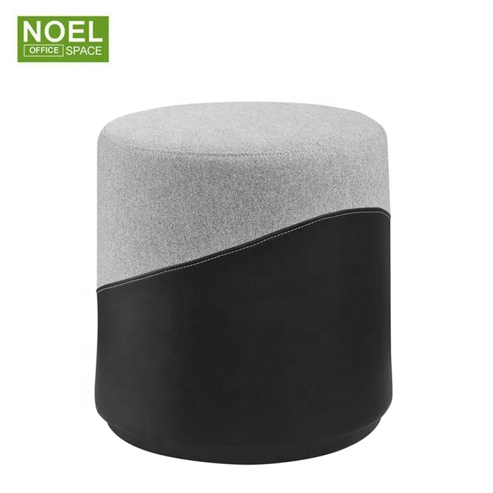 Modern Sense of design ottoman stool fabric and PU material round stool