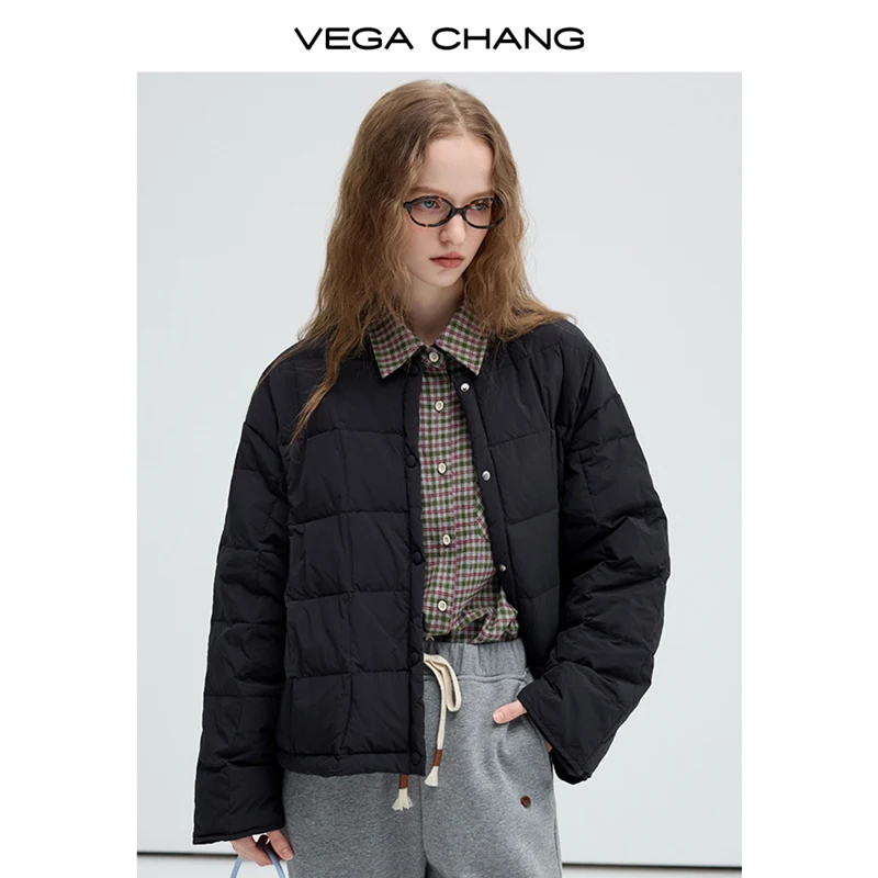 VEGA CHANG  Commuter Korean ins Black Swan Knight Fluffy light 90 White Duck Down Strength Warm Down Jacket