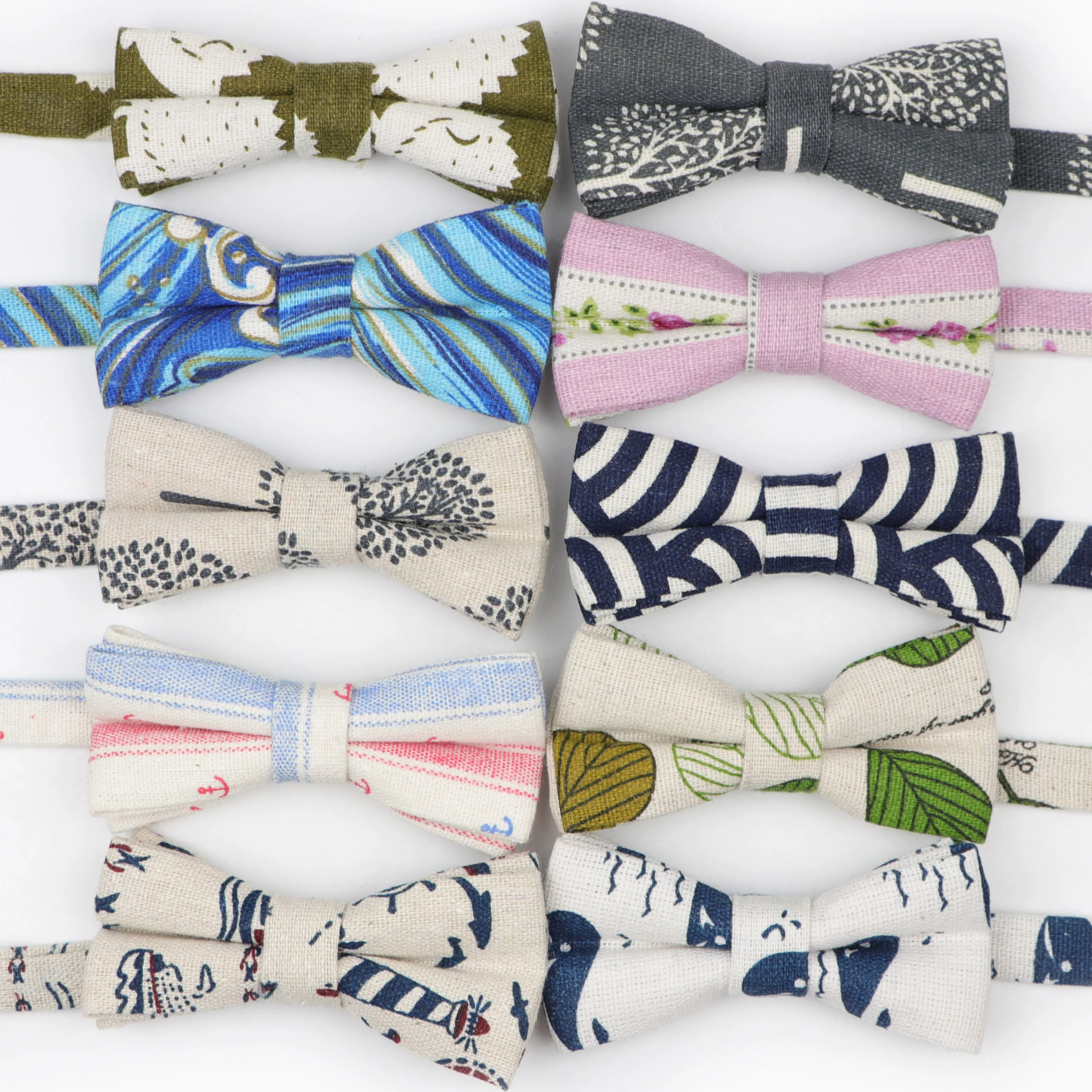 Children Lawny Bow Tie Linen Cotton Flexible Bowtie Boy Girl Smooth Necktie Kid Soft Butterfly Decorative Pattern Colorful Ties