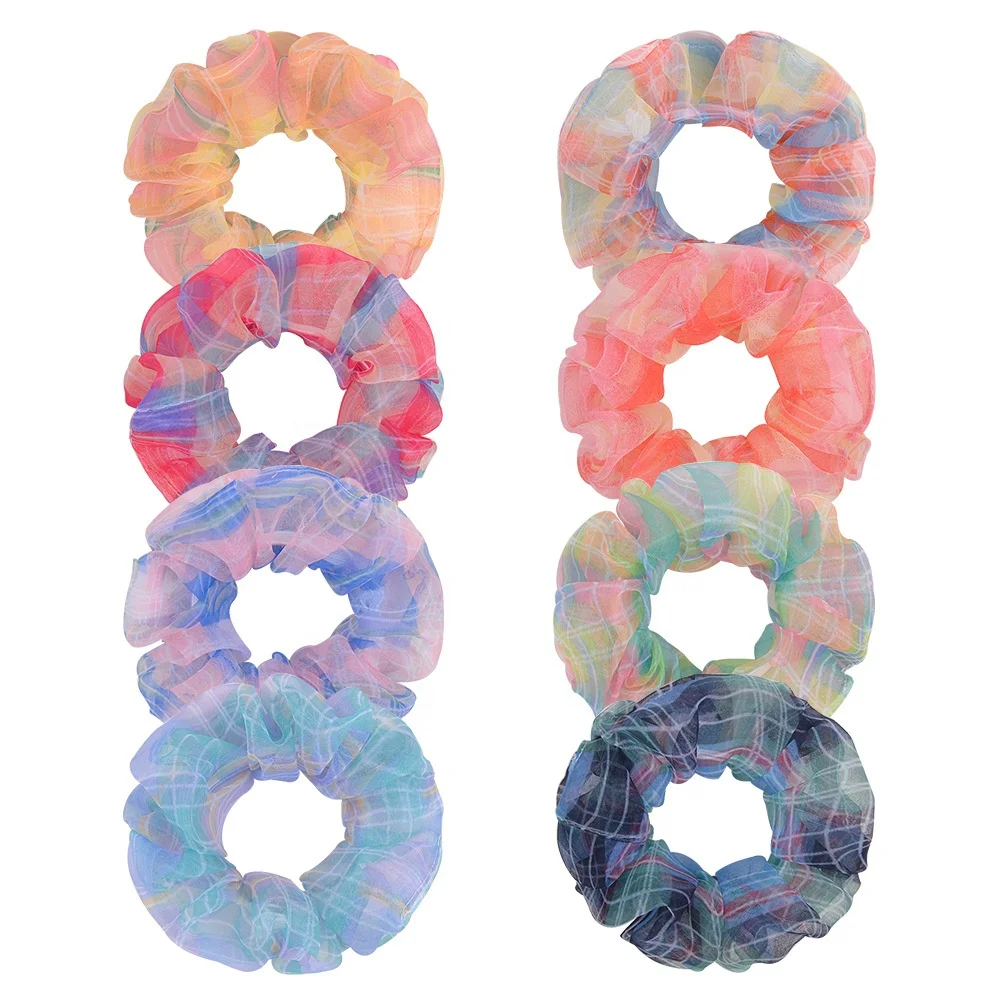 Organza large intestine hair ring retro simple tie head rubber band head rope