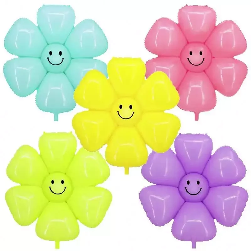 Wholesale Large Macaron Flower Chrysanthemum Foil Floating Helium Balloons Birthday Decorative Balloons