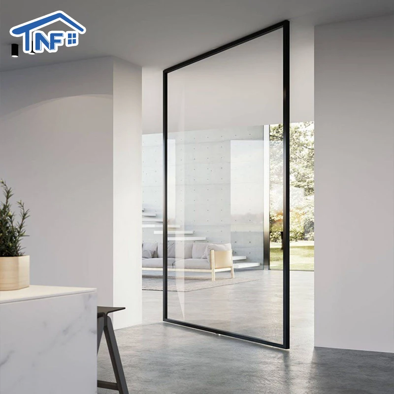 American style high quality Aluminum Alloy pivot external security doors for house tempered glass front entry exterior door